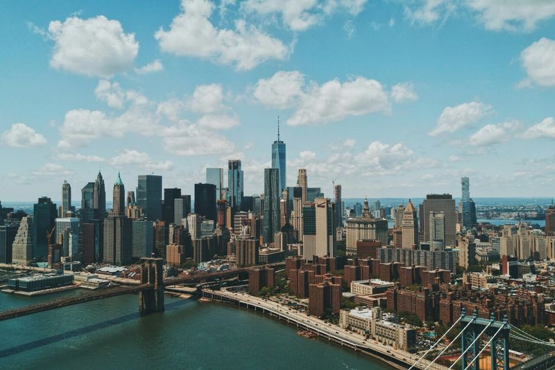 Aerial view of the Lower Manhattan skyline in New York